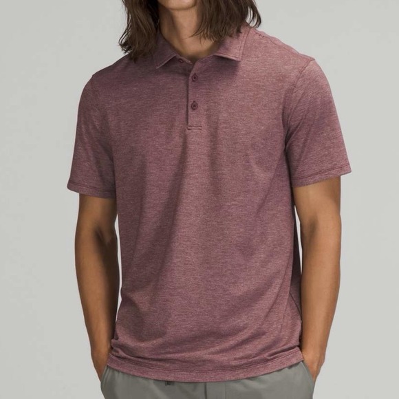 lululemon athletica Other - Lululemon Men's Evolution Short Sleeve Polo Shirt in Heathered Red Merlot Size S